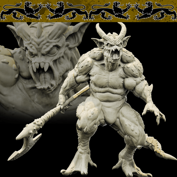 3D Printed Bestiary Vol. 4 Nafarrate - Quas'kuma Demon Fiend 32mm Ragnarok D&D