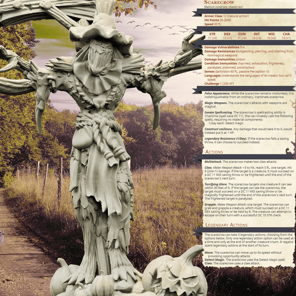 3D Printed Bestiary Vol. 4 Nafarrate - Scarecrow Construct 32mm Ragnarok D&D