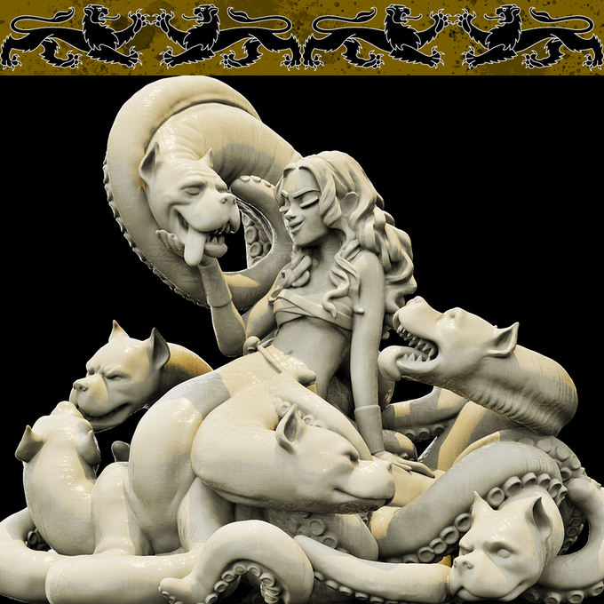 3D Printed Bestiary Vol. 4 Nafarrate - Scylla Fiend 32mm Ragnarok D&D