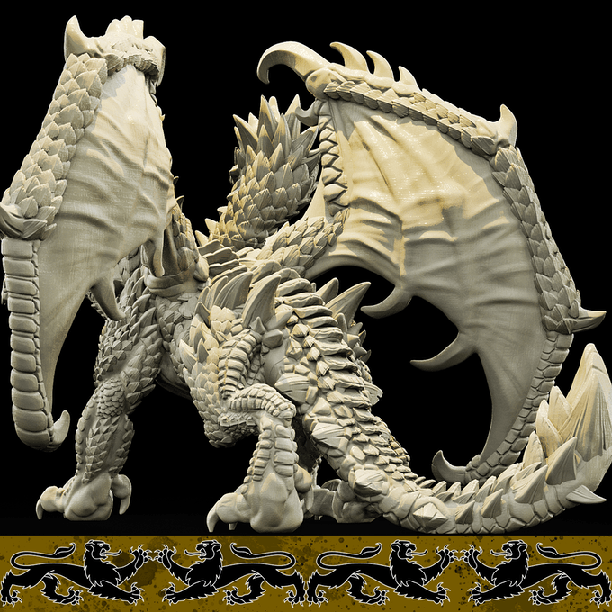 3D Printed Bestiary Vol. 4 Nafarrate - Tiamat Hydra 32mm Ragnarok D&D
