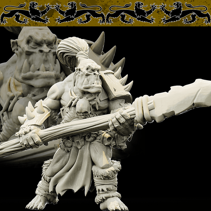 3D Printed Bestiary Vol. 4 Nafarrate - Tog Male Orc Warrior 32mm Ragnarok D&D
