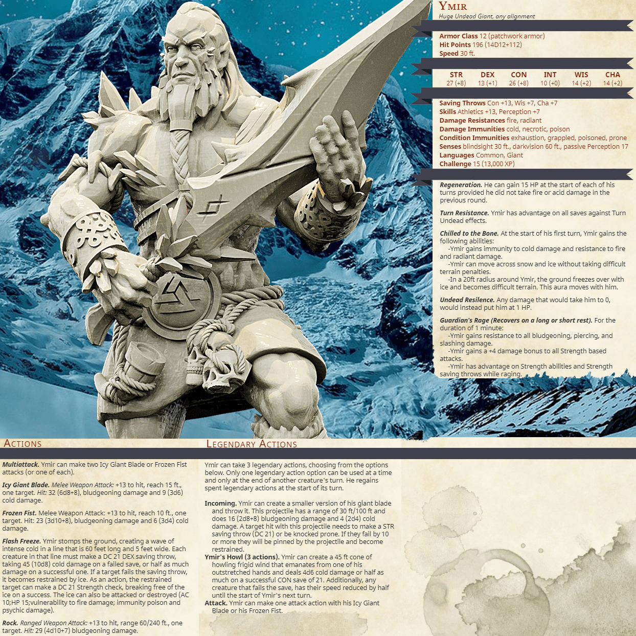 3D Printed Bestiary Vol. 4 Nafarrate - Ymir Undead Giant 32mm Ragnarok D&D