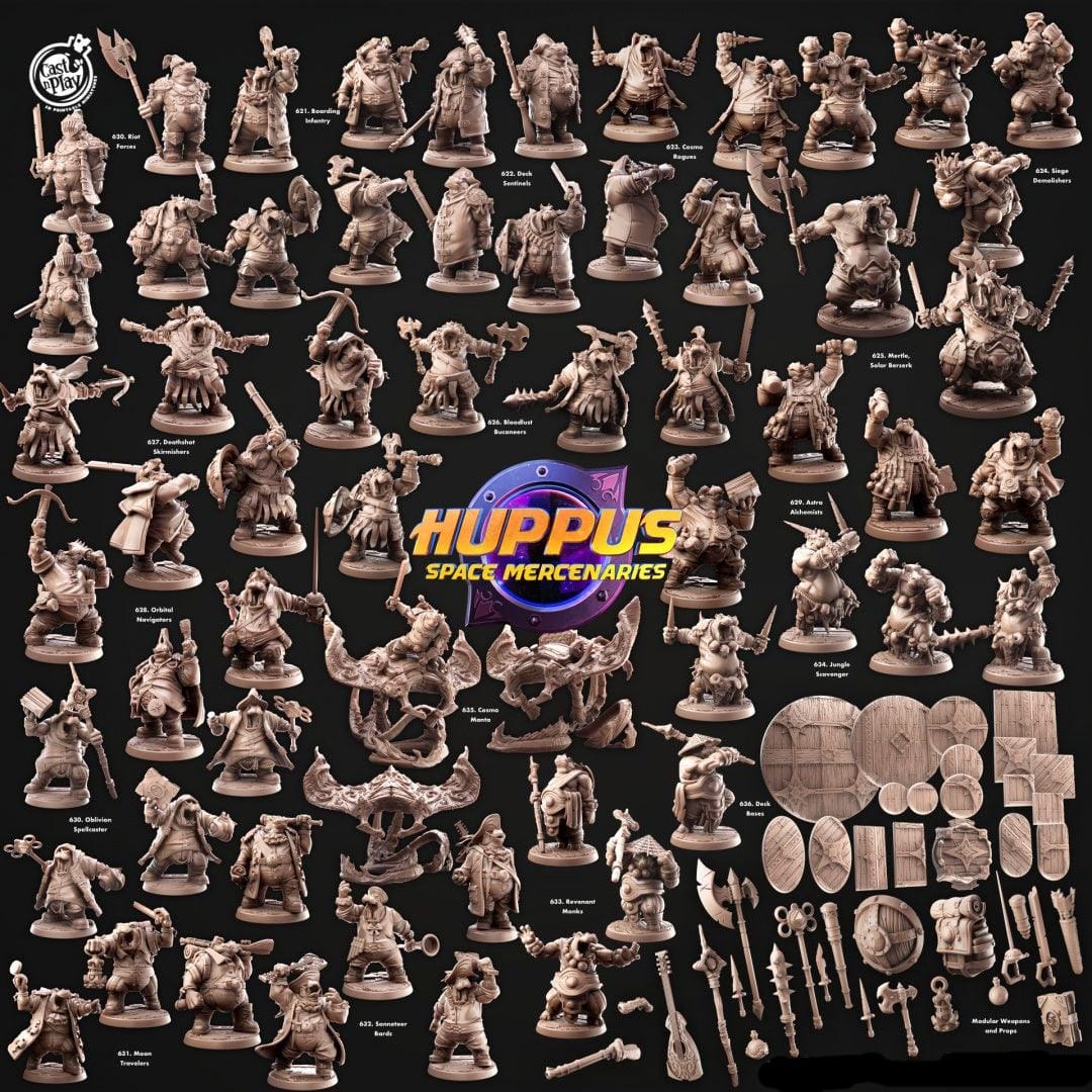 3D Printed Cast n Play 633 Revenant Monks Huppus, Space Mercenaries Set 28mm 32mm D&D