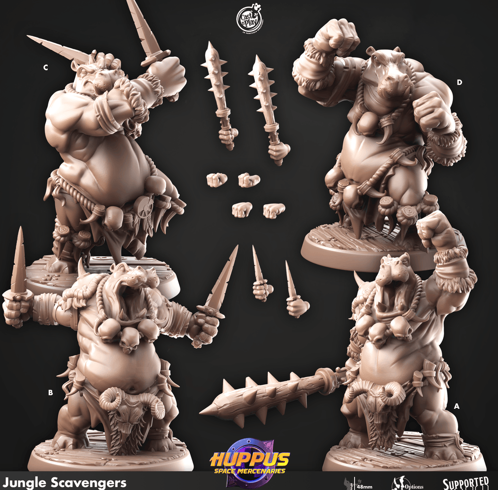 3D Printed Cast n Play 634 Jungle Scavengers Huppus, Space Mercenaries Set 28mm 32mm D&D