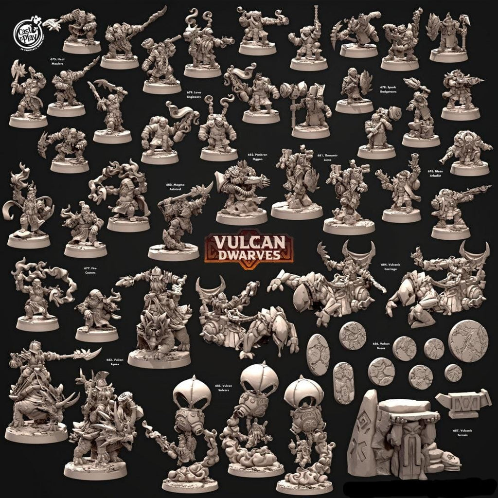 3D Printed Cast n Play 675 Heat Maulers Vulcan Dwarves Set 28mm 32mm D&D