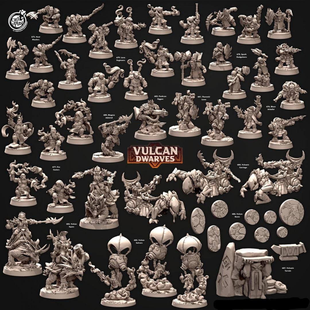 3D Printed Cast n Play 675 Heat Maulers Vulcan Dwarves Set 28mm 32mm D&D
