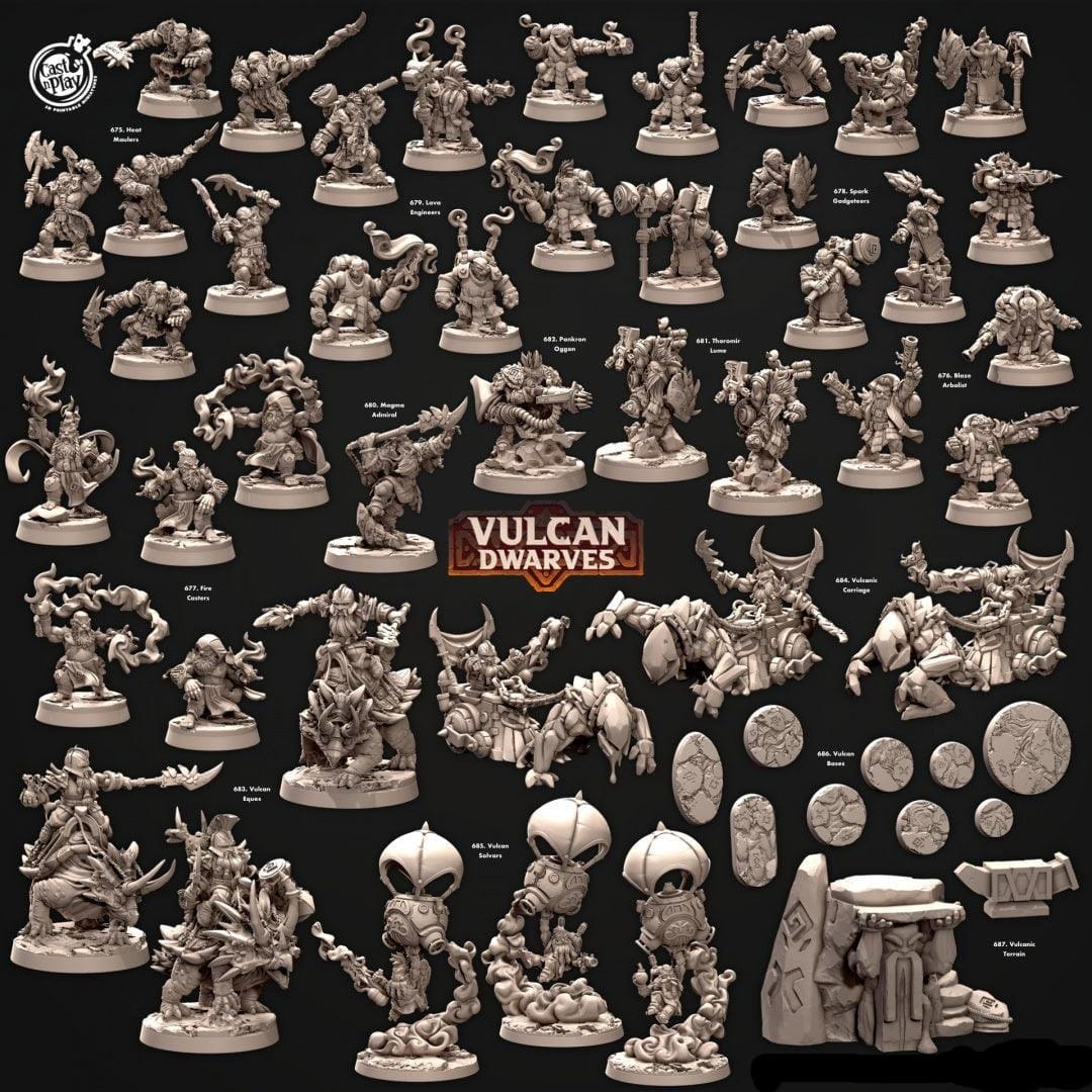 3D Printed Cast n Play 681 Thoromir Lume Vulcan Dwarves Set 28mm 32mm D&D