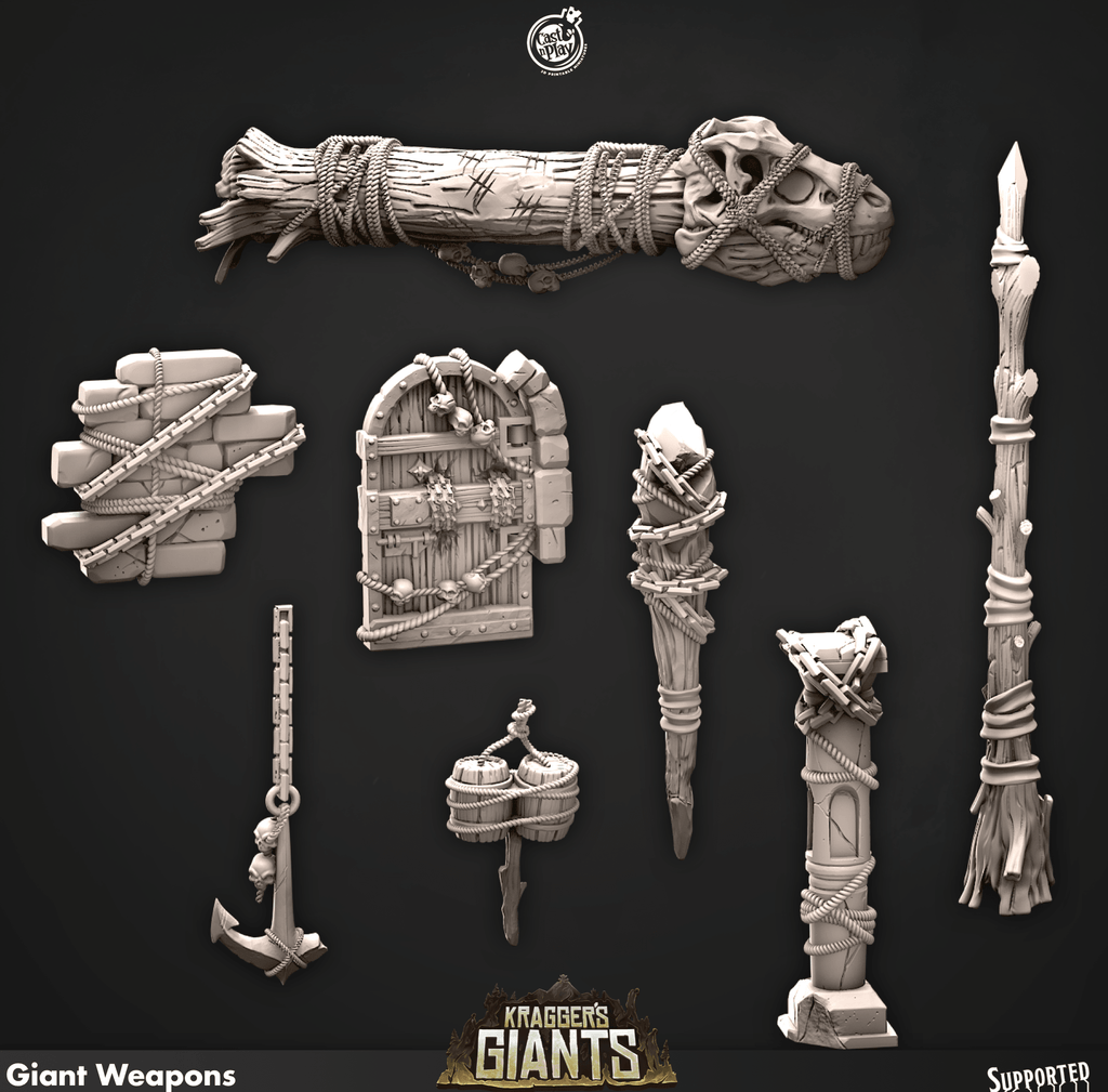 3D Printed Cast n Play 696 Giant Weapons Kragger's Giants Set 28mm 32mm D&D