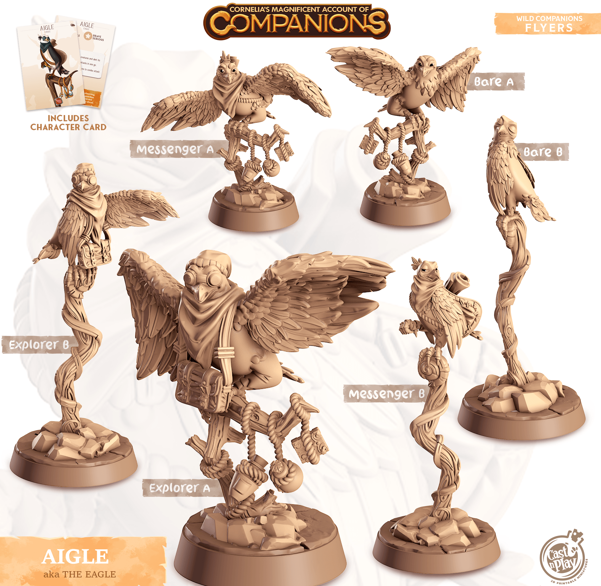 3D Printed Cast n Play Aigle - Eagle Companions 28mm 32mm D&D