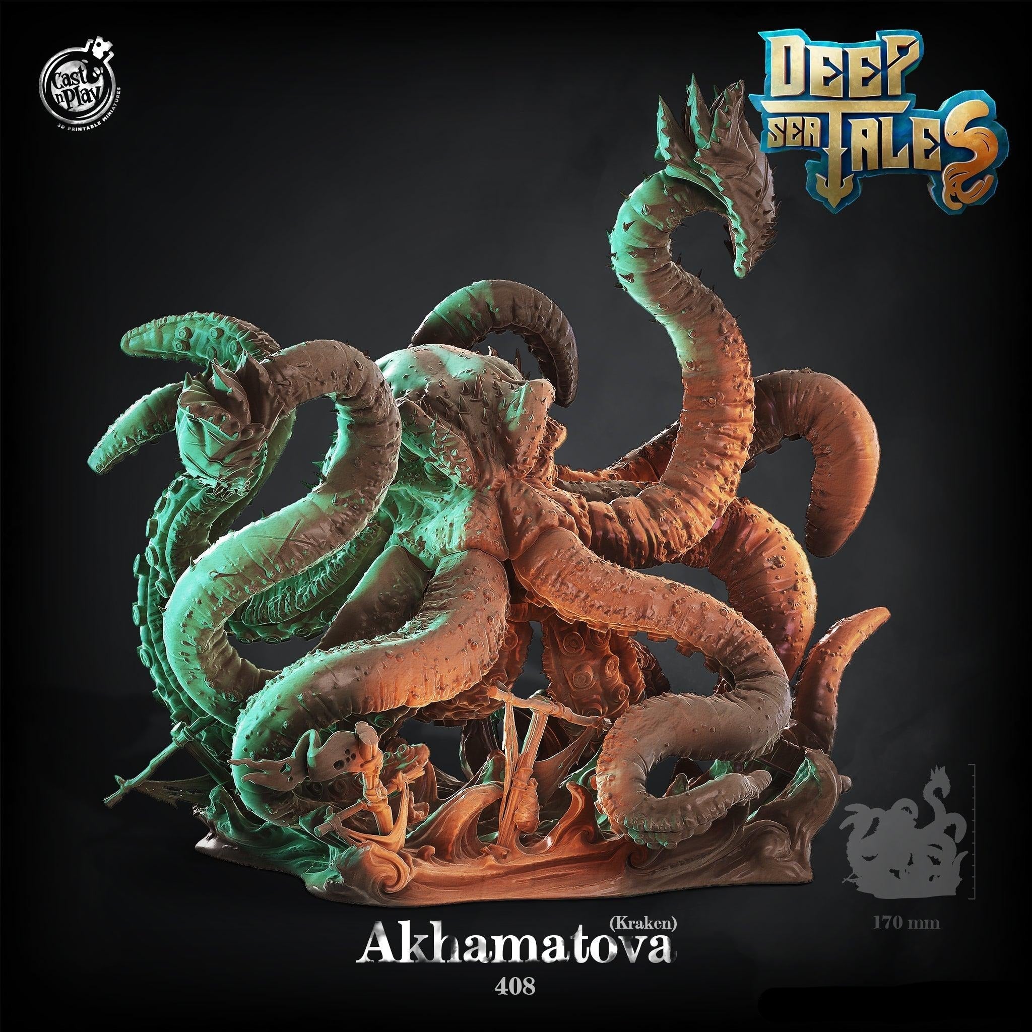 3D Printed Cast n Play Akhamatova (Kraken) Deep Sea Tales 28mm 32mm D&D