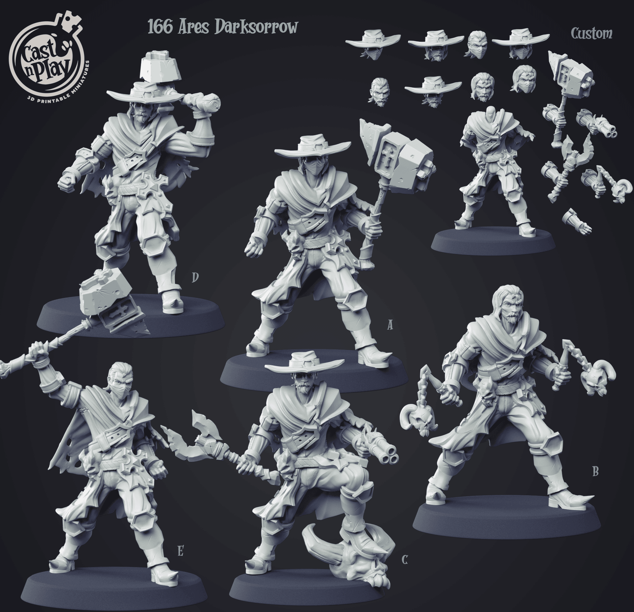 3D Printed Cast n Play Ares Darksorrow Demon Hunter 28mm 32mm D&D