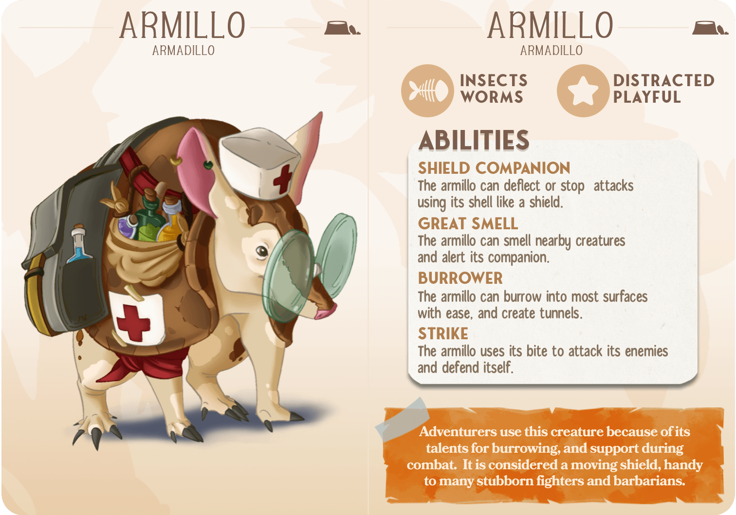 3D Printed Cast n Play Armillo - Armadillo Companions 28mm 32mm D&D