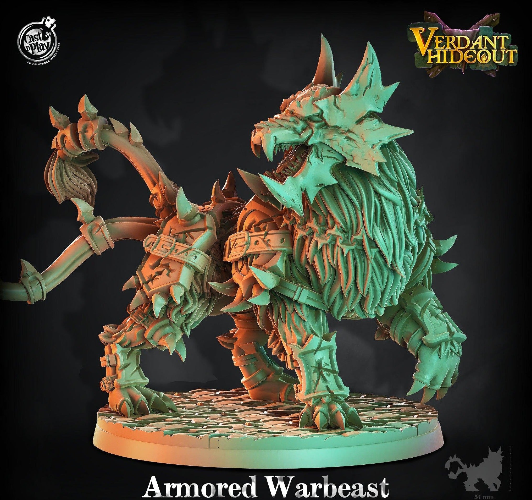 3D Printed Cast n Play Armored Warbeast Verdant Hideout 28mm 32mm D&D