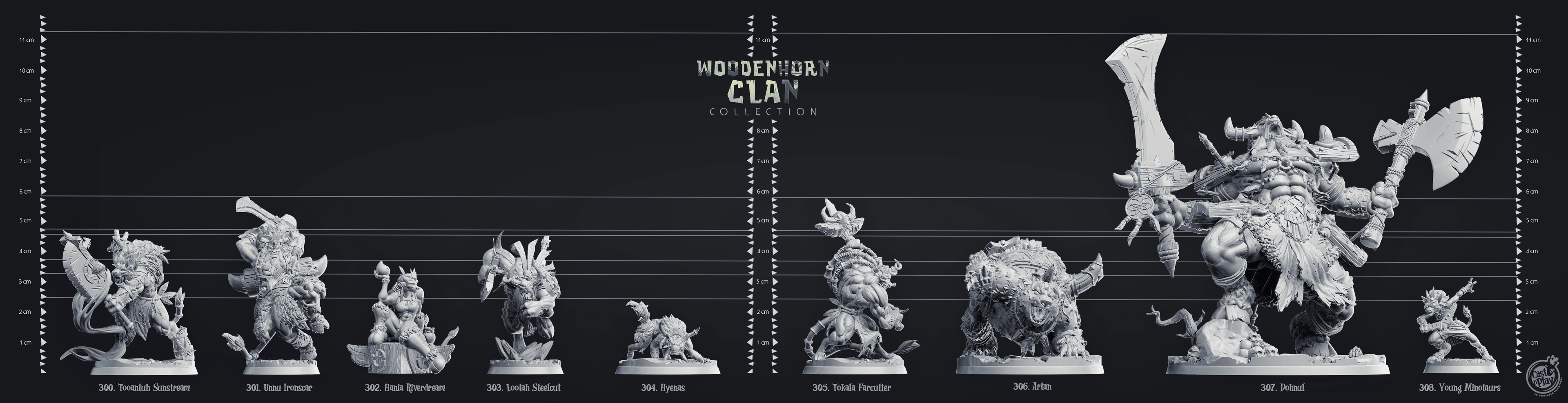 3D Printed Cast n Play Artan Warbear Woodenhorn Clan 28mm 32mm D&D