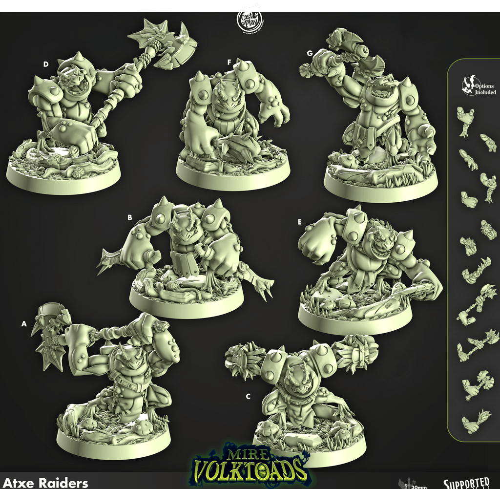 3D Printed Cast n Play Atxe Raiders Mire Volktoads Set 28mm 32mm D&D