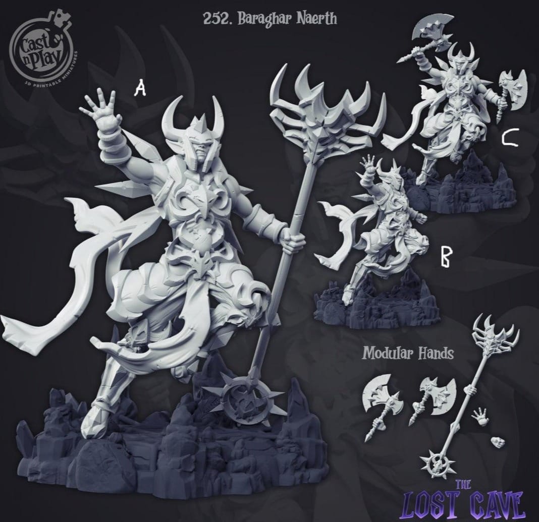 3D Printed Cast n Play Baraghar Naerth  28mm 32mm D&D