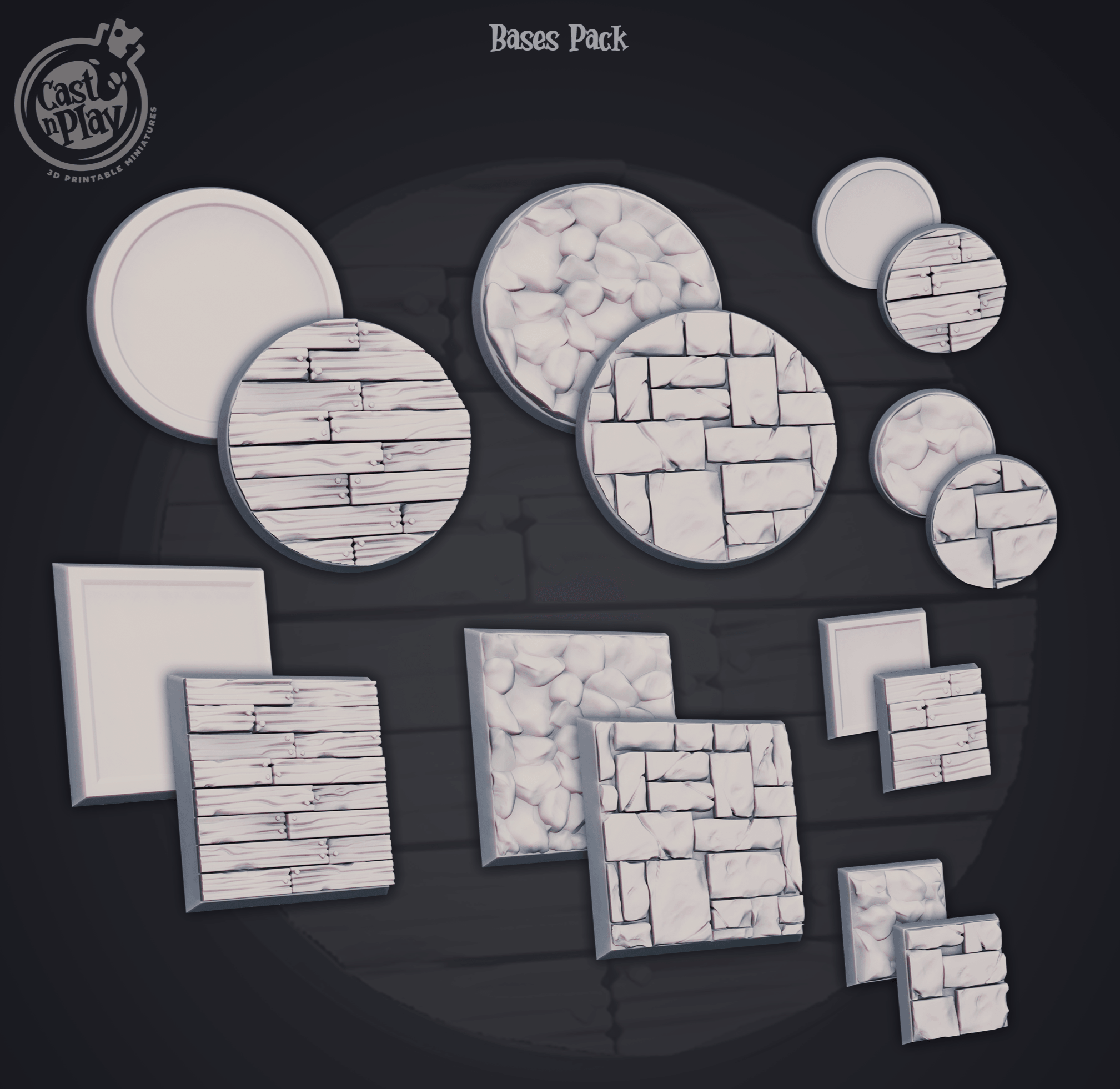 3D Printed Cast n Play Basic Base Set 28mm 32mm D&D