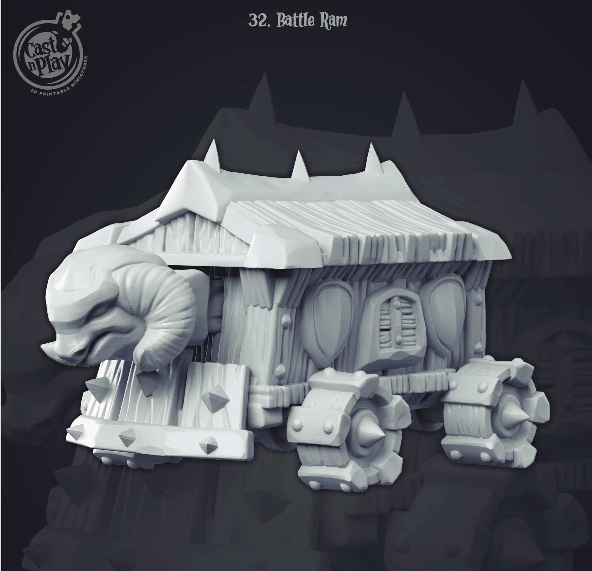 3D Printed Cast n Play Battle Ram 28mm 32mm D&D