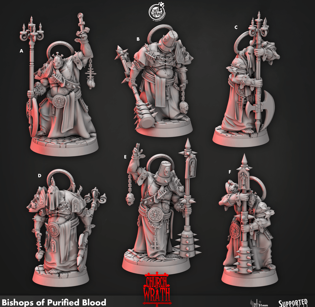 3D Printed Cast n Play Bishops of Purified Blood Church of Wrath 28mm 32mm D&D