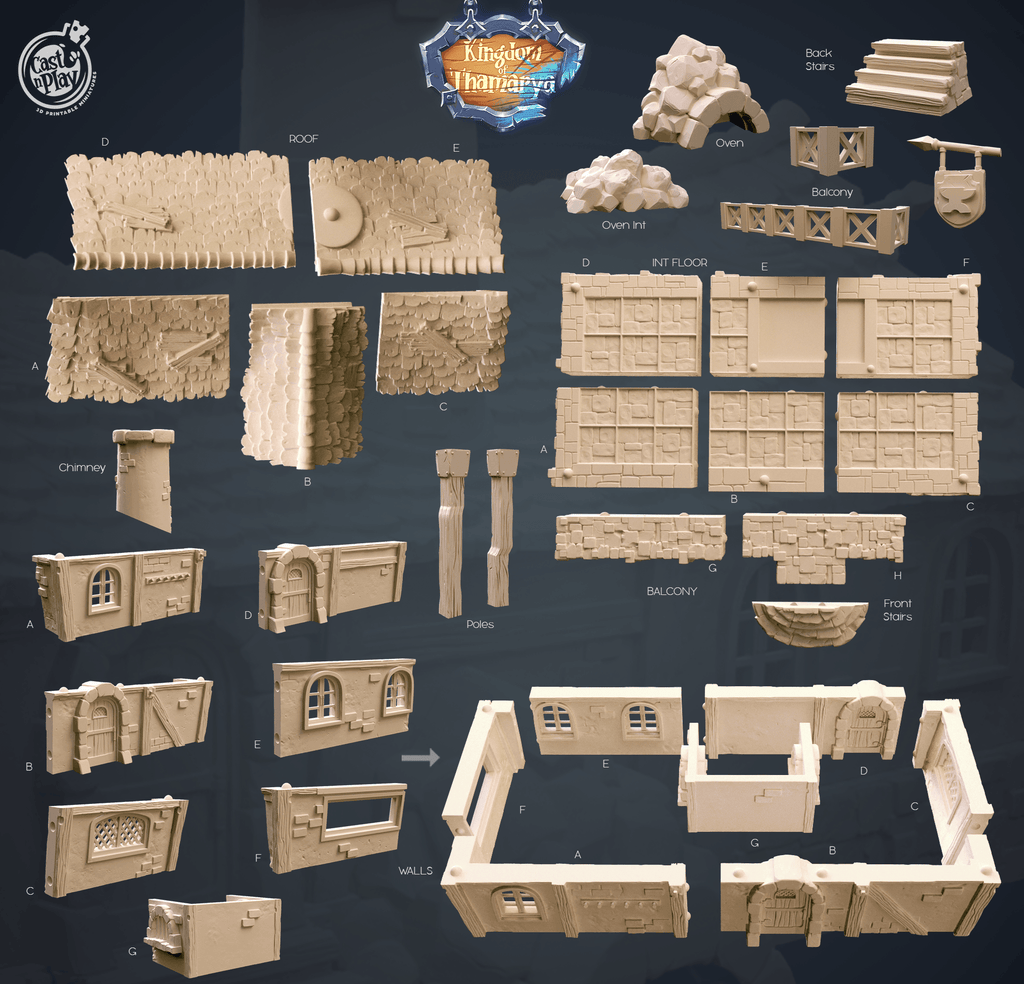 3D Printed Cast n Play Blacksmith's Workshop Kingdom Of Thamarya 28mm 32mm D&D