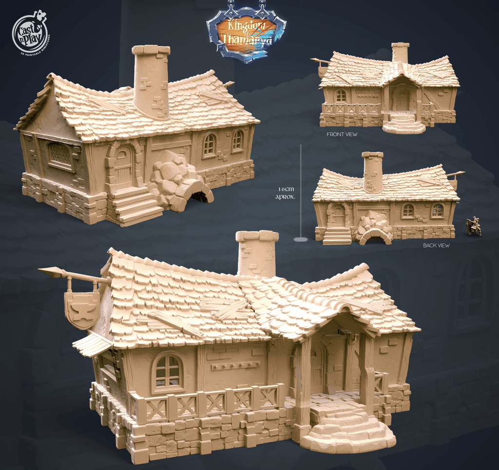 3D Printed Cast n Play Blacksmith's Workshop Kingdom Of Thamarya 28mm 32mm D&D