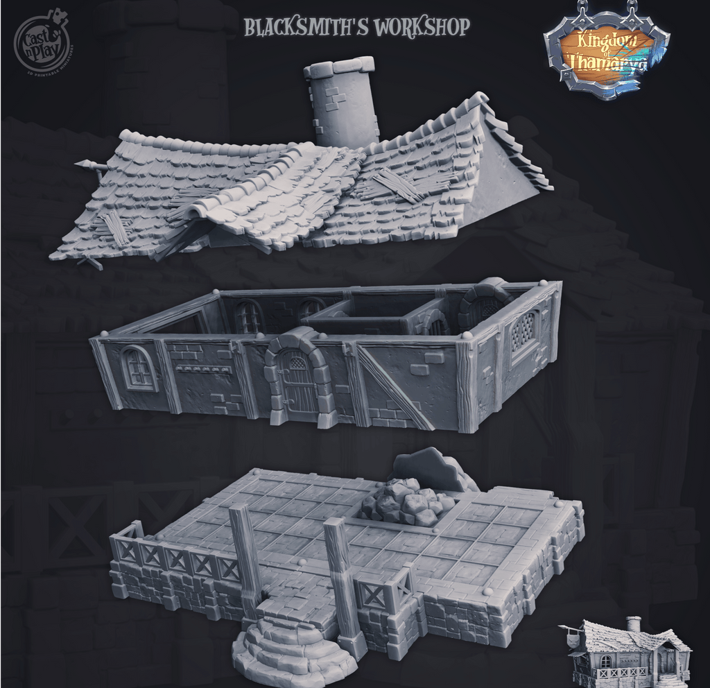 3D Printed Cast n Play Blacksmith's Workshop Kingdom Of Thamarya 28mm 32mm D&D