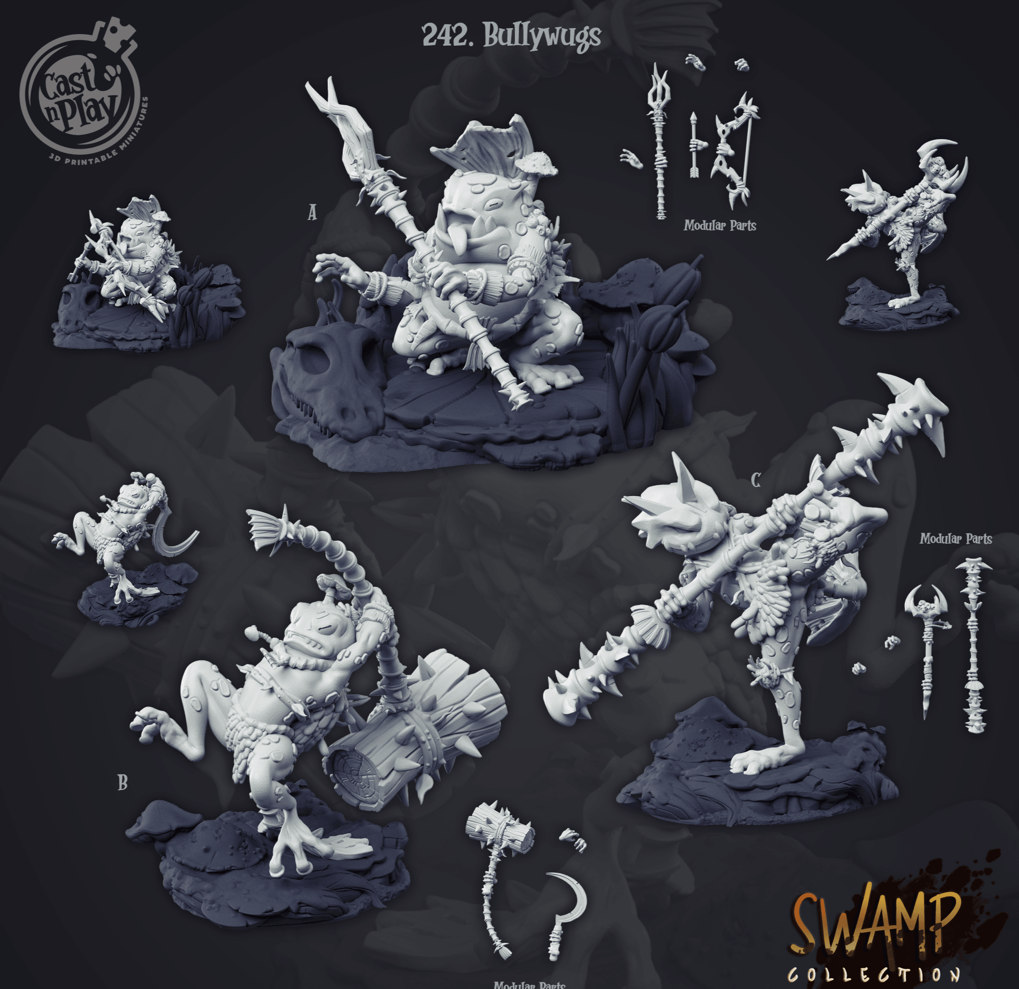 3D Printed Cast n Play Bullywugs Swamp Collection 28mm 32mm D&D