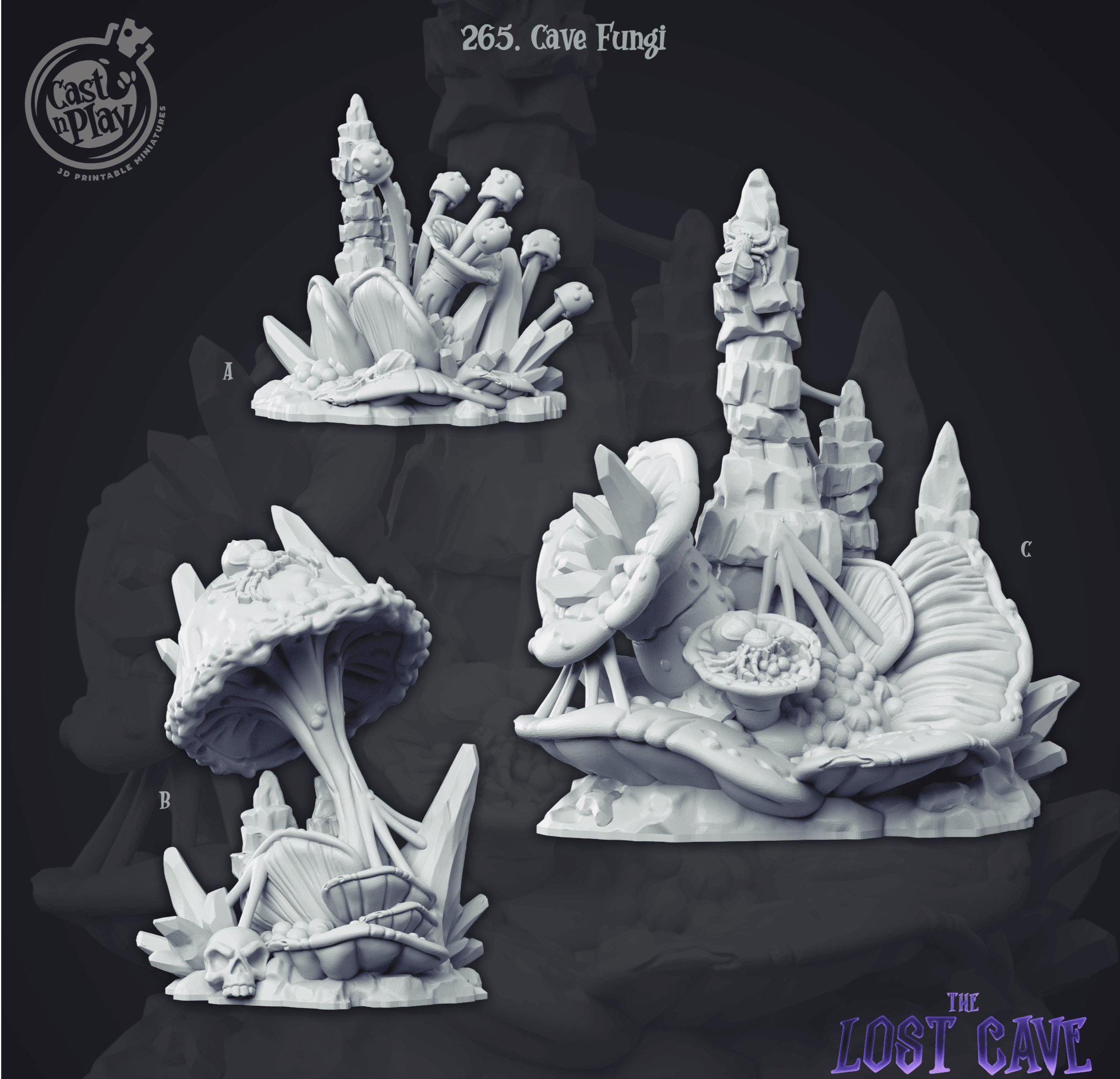 3D Printed Cast n Play Cave Fungi 28mm 32mm D&D