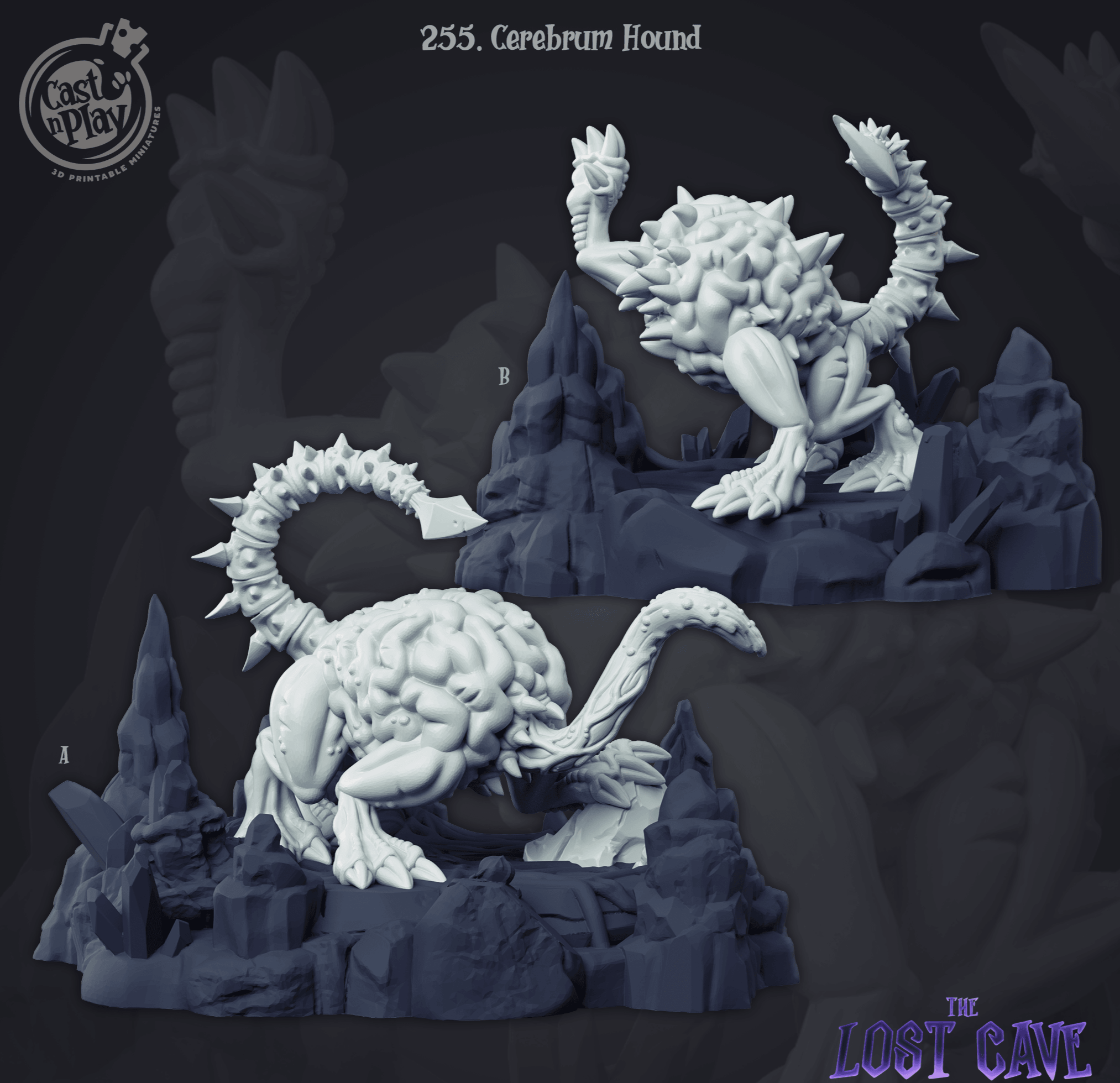 3D Printed Cast n Play Cerebrum Hound 28mm 32mm D&D