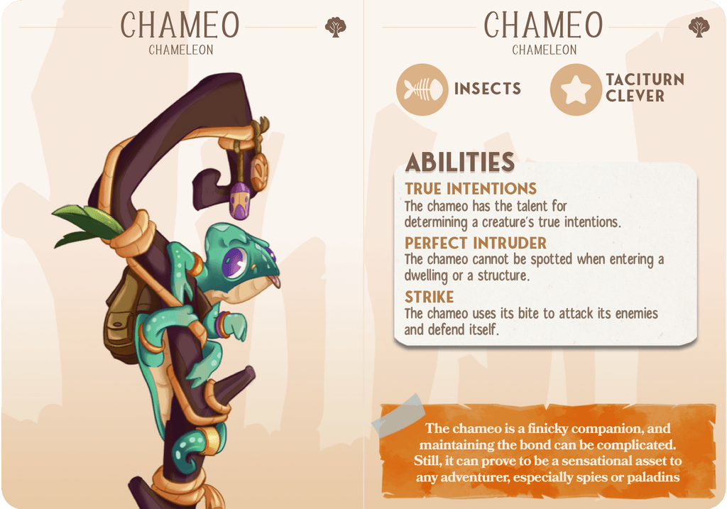 3D Printed Cast n Play Chameo - Chamaleon Companions 28mm 32mm D&D