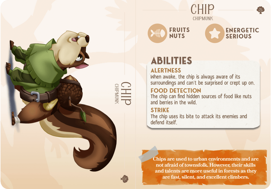 3D Printed Cast n Play Chip - Chipmunk Companions 28mm 32mm D&D