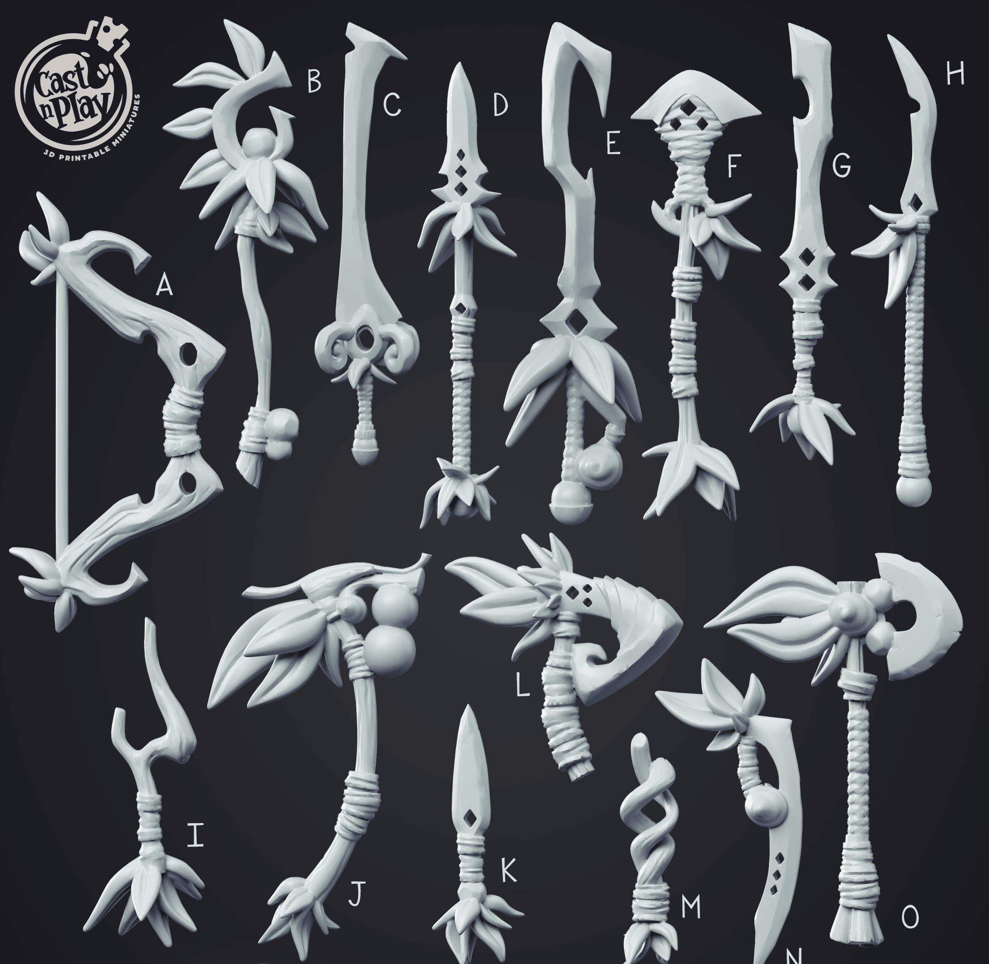 3D Printed Cast n Play Creature Weapons Set 28mm 32mm D&D