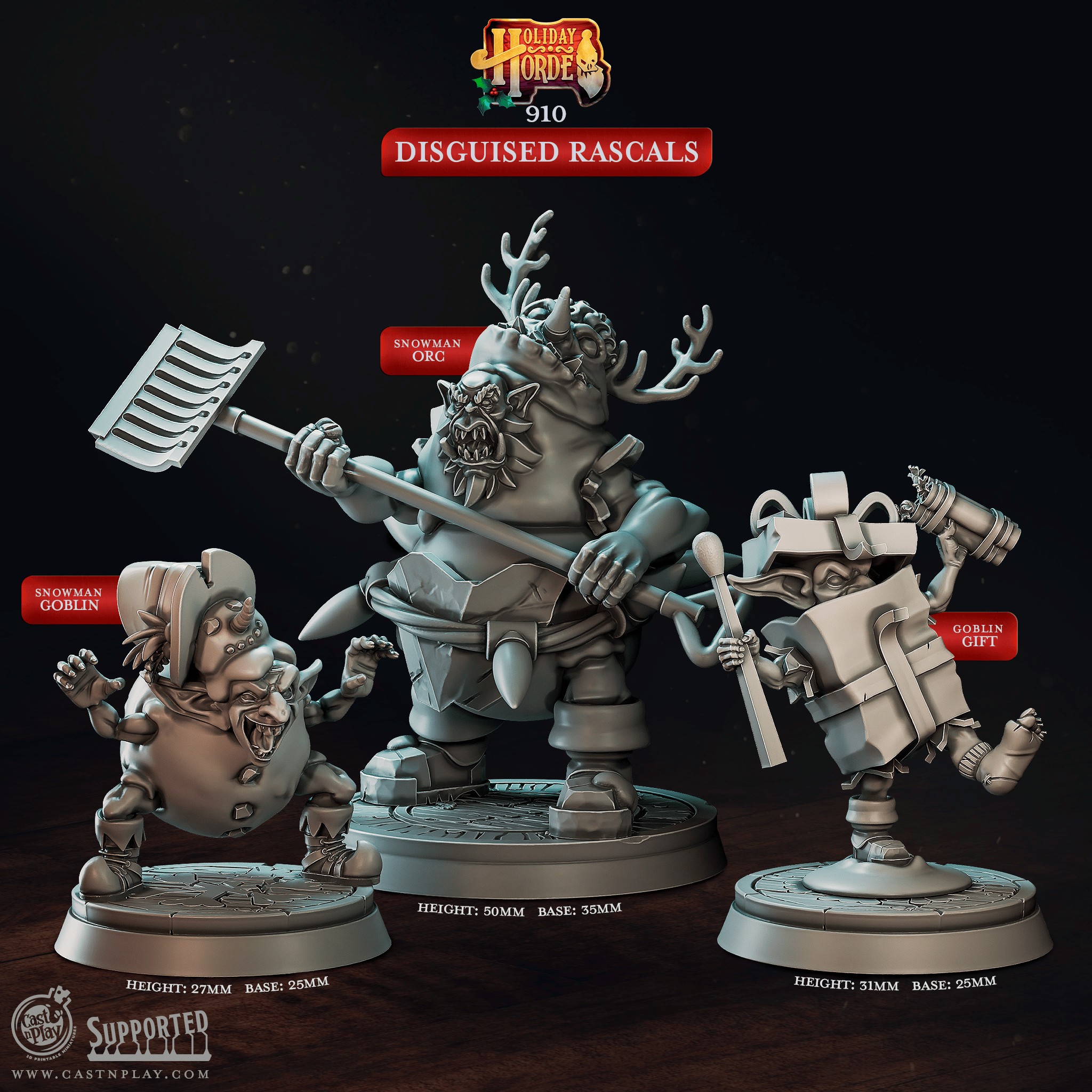 3D Printed Cast n Play Disguised Rascals Holiday Horde Set 28mm 32mm D&D