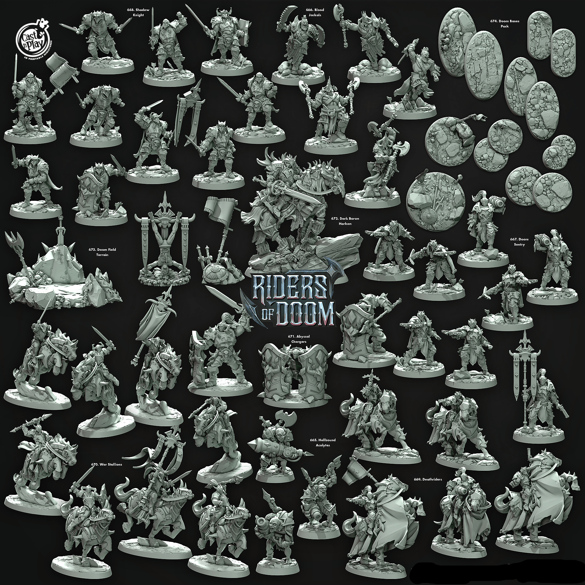 3D Printed Cast n Play Doom Sentry Riders of Doom Set 28mm 32mm D&D