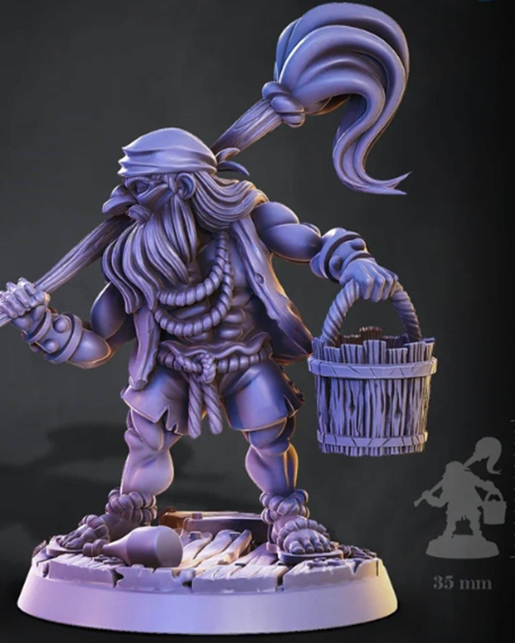 3D Printed Cast n Play Dormak Dwarf Pirate Deep Seas Tales 28mm 32mm D&D