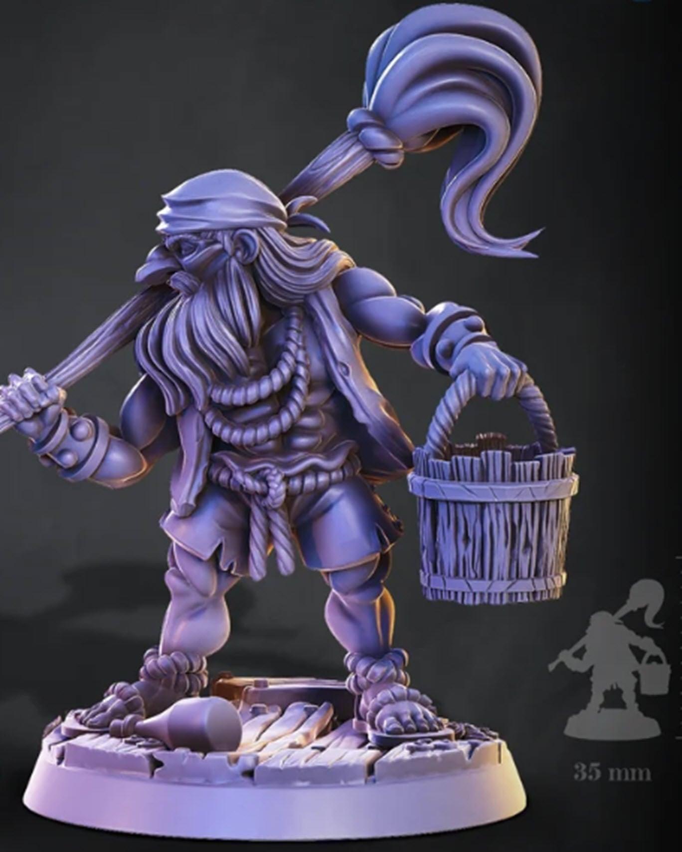 3D Printed Cast n Play Dormak Dwarf Pirate Deep Seas Tales 28mm 32mm D&D