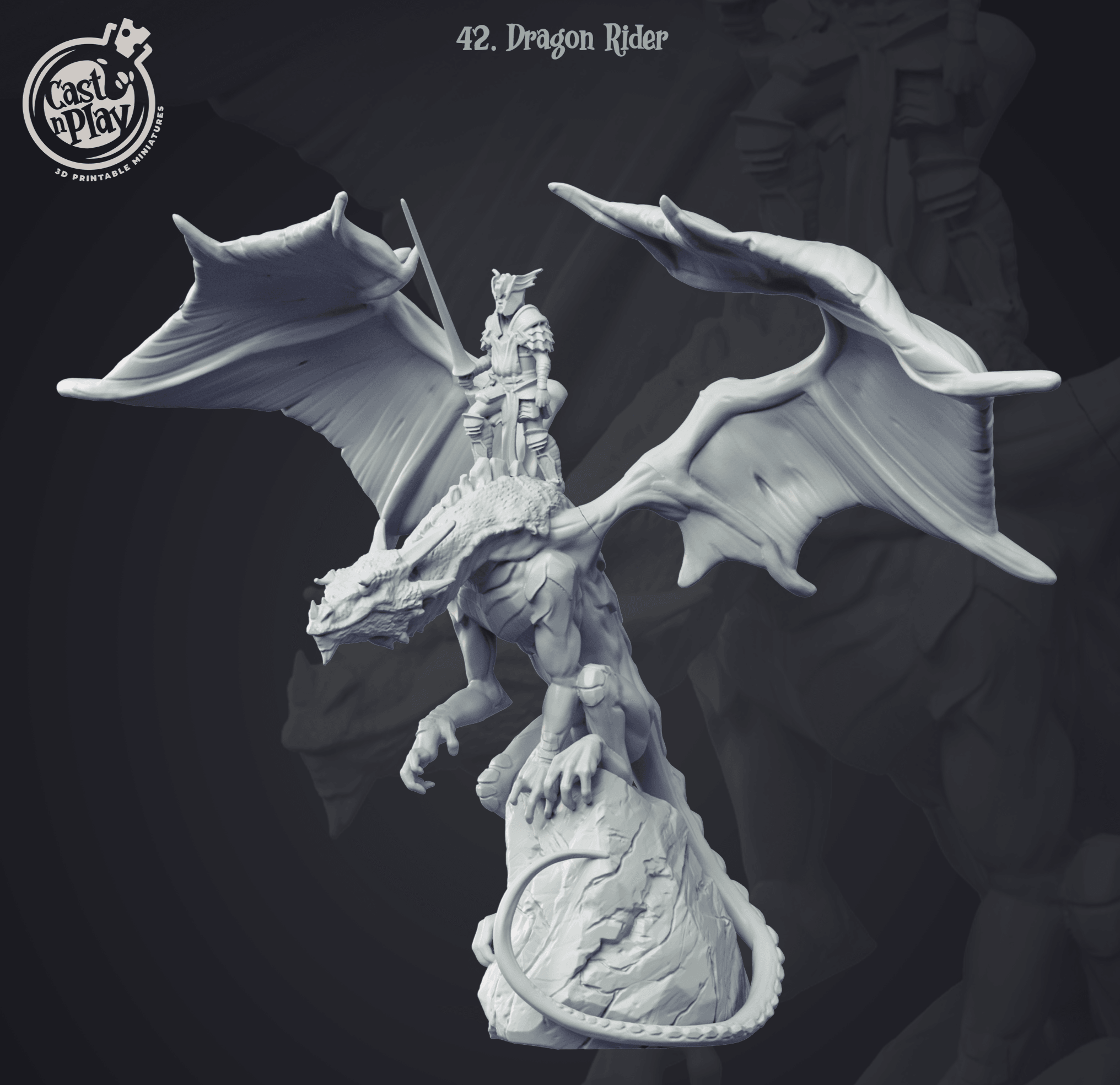 3D Printed Cast n Play Dragon Rider 28 32mm D&D