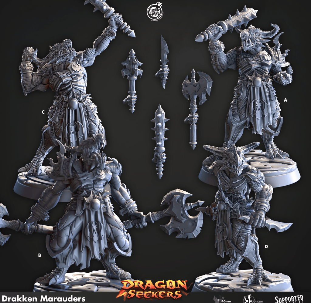 3D Printed Cast n Play Drakken Marauders Dragon Seekers Set 28mm 32mm D&D