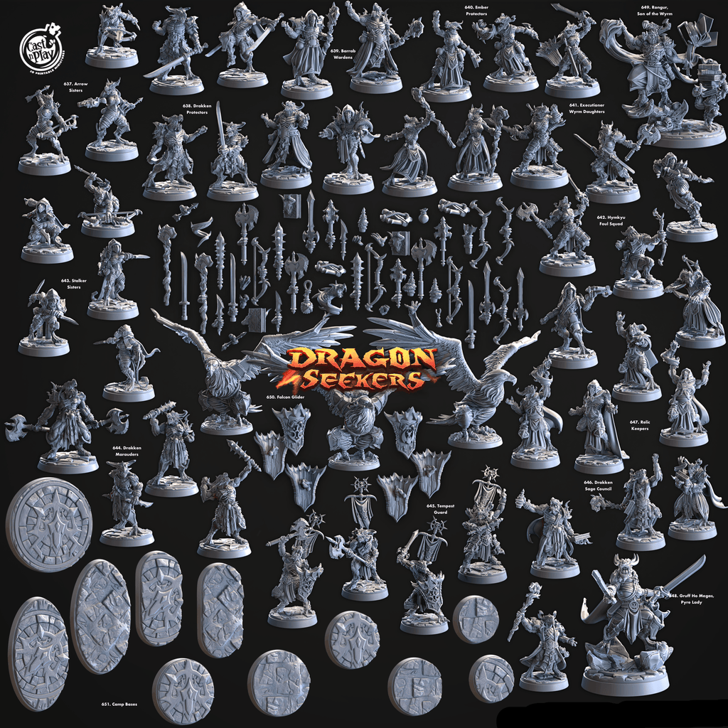 3D Printed Cast n Play Drakken Protectors Dragon Seekers 28 32mm D&D