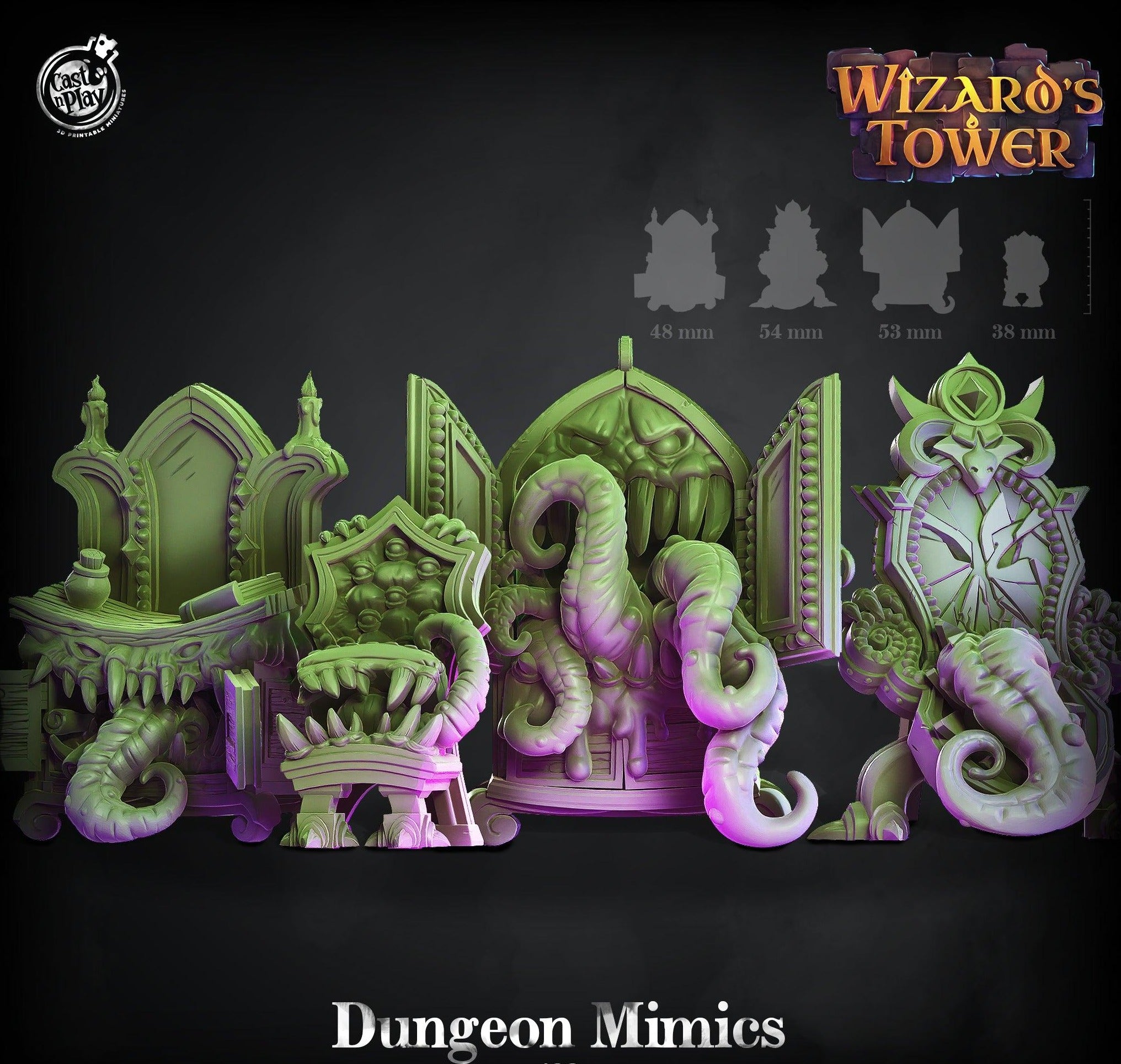 3D Printed Cast n Play Dungeon Mimics Set Wizard's Tower 28mm 32mm D&D