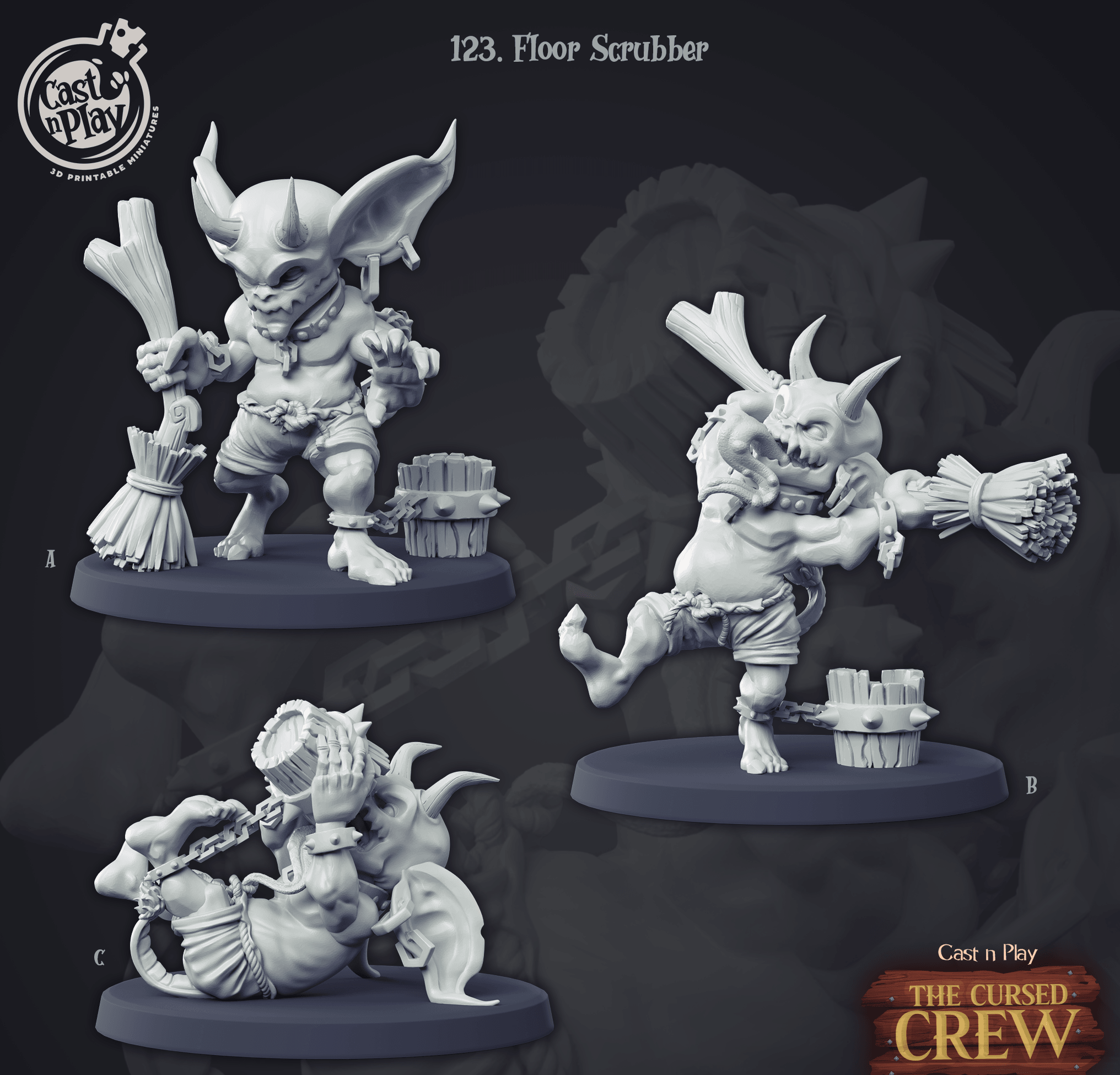 3D Printed Cast n Play Floor Scrubber Imps The Cursed Crew 28mm 32mm D&D