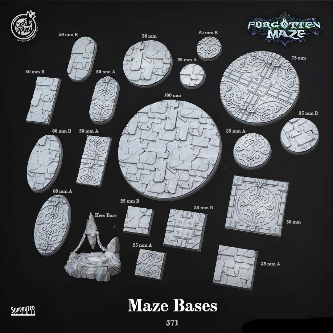 3D Printed Cast n Play Forgotten Maze Bases Set 28mm 32mm D&D