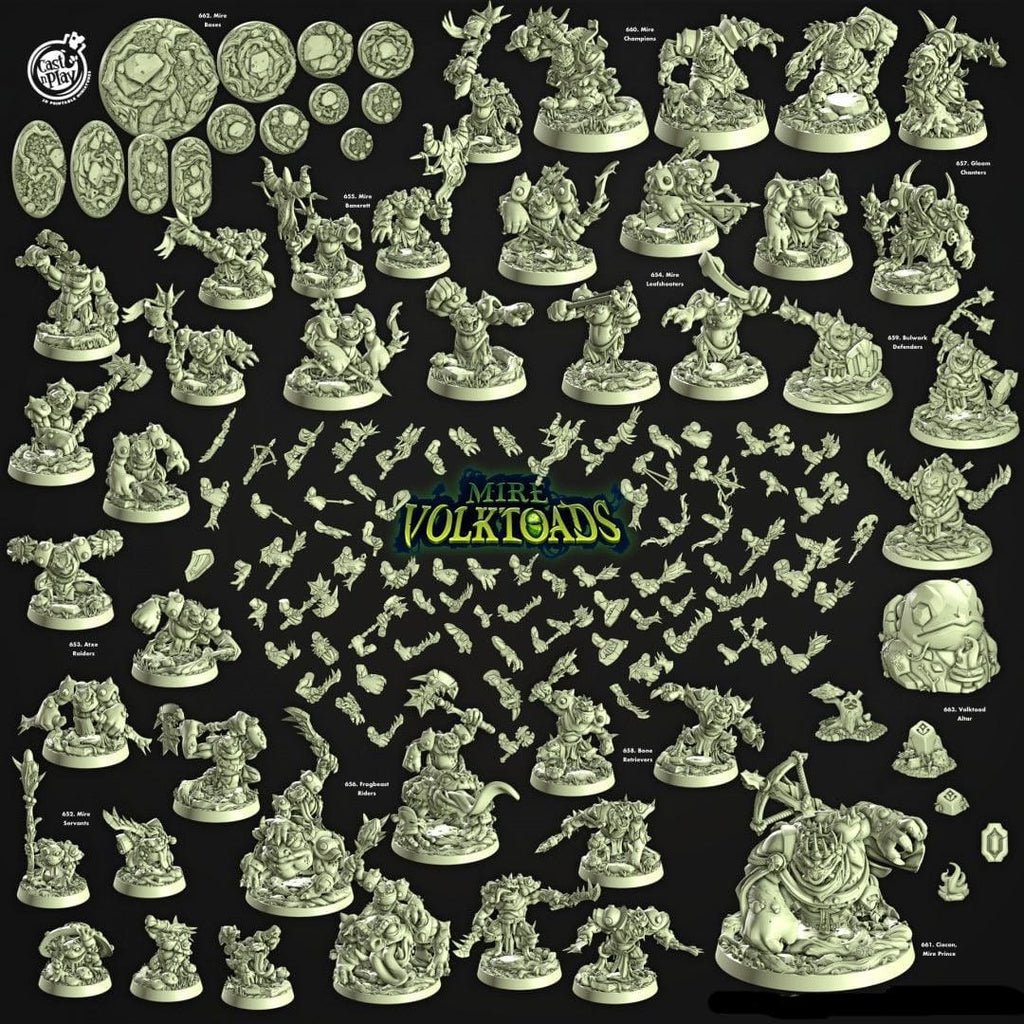 3D Printed Cast n Play Frogbeast Riders Mire Volktoads Set 28mm 32mm D&D