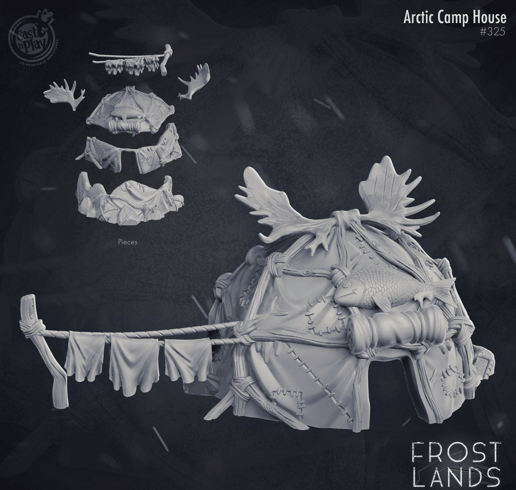 3D Printed Cast n Play Frostlands - Arctic Camp House 28mm 32mm D&D