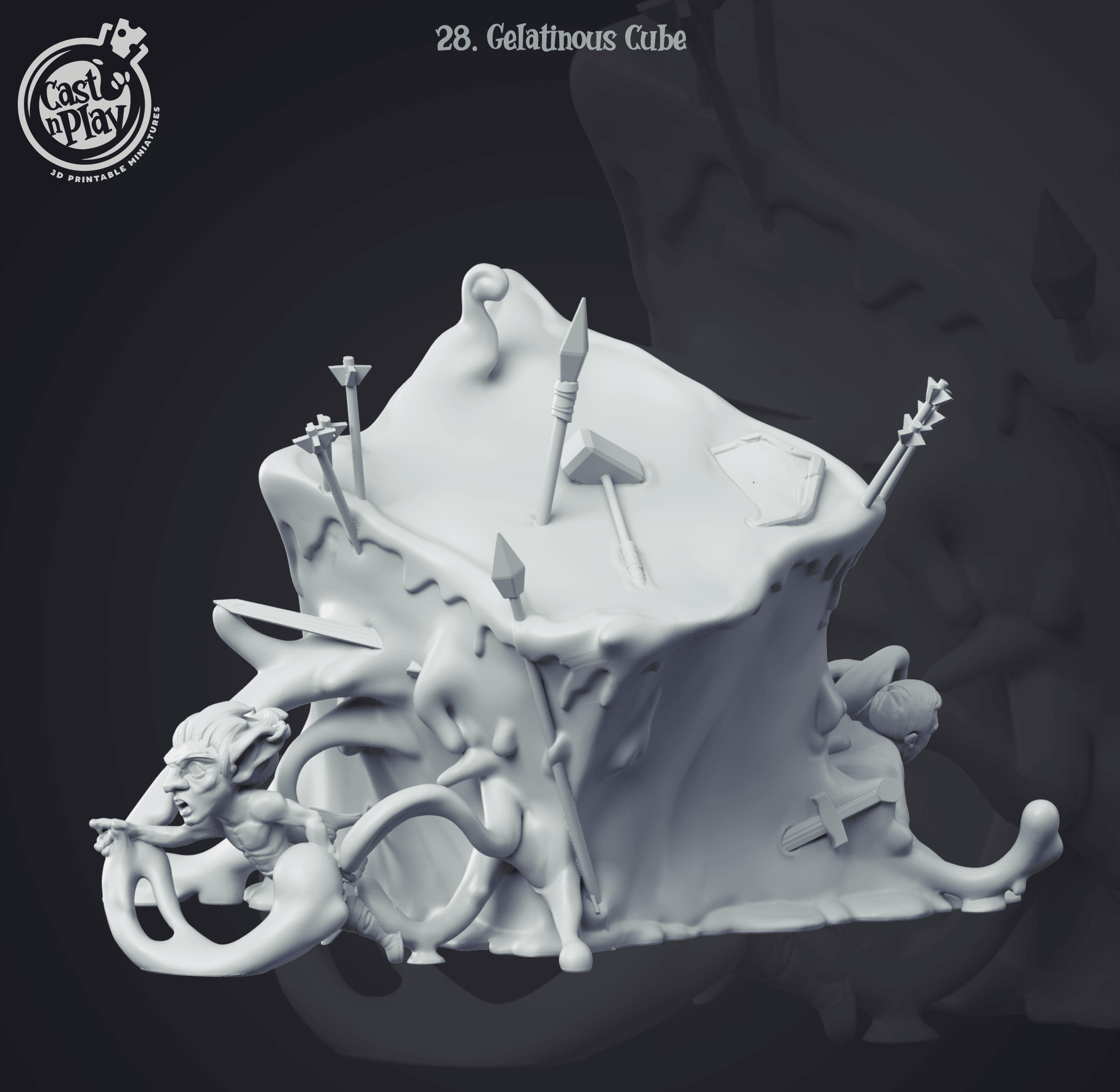 3D Printed Cast n Play Gelatinous Cube 28mm 32mm D&D