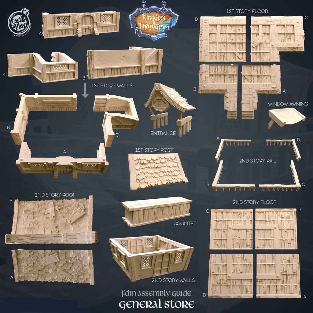 3D Printed Cast n Play General Store Kingdom Of Thamarya 28mm 32mm D&D
