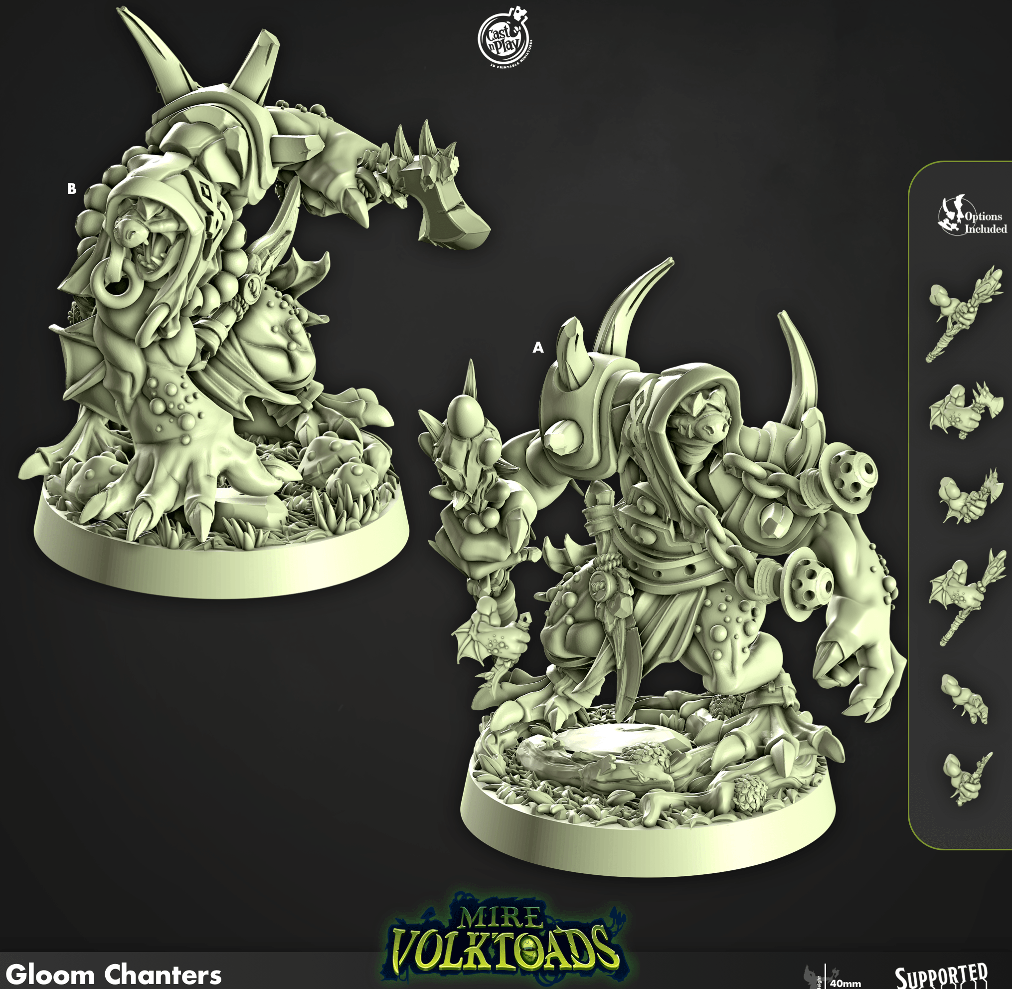 3D Printed Cast n Play Gloom Chanters Mire Volktoads Set 28mm 32mm D&D