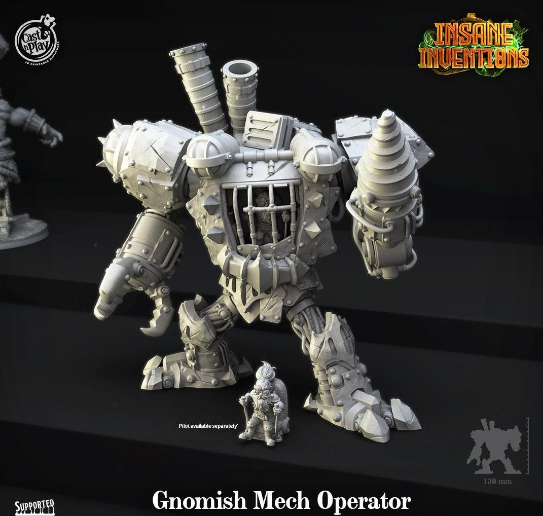 3D Printed Cast n Play Gnomish Mech Operator Insane Inventions 28mm 32mm D&D