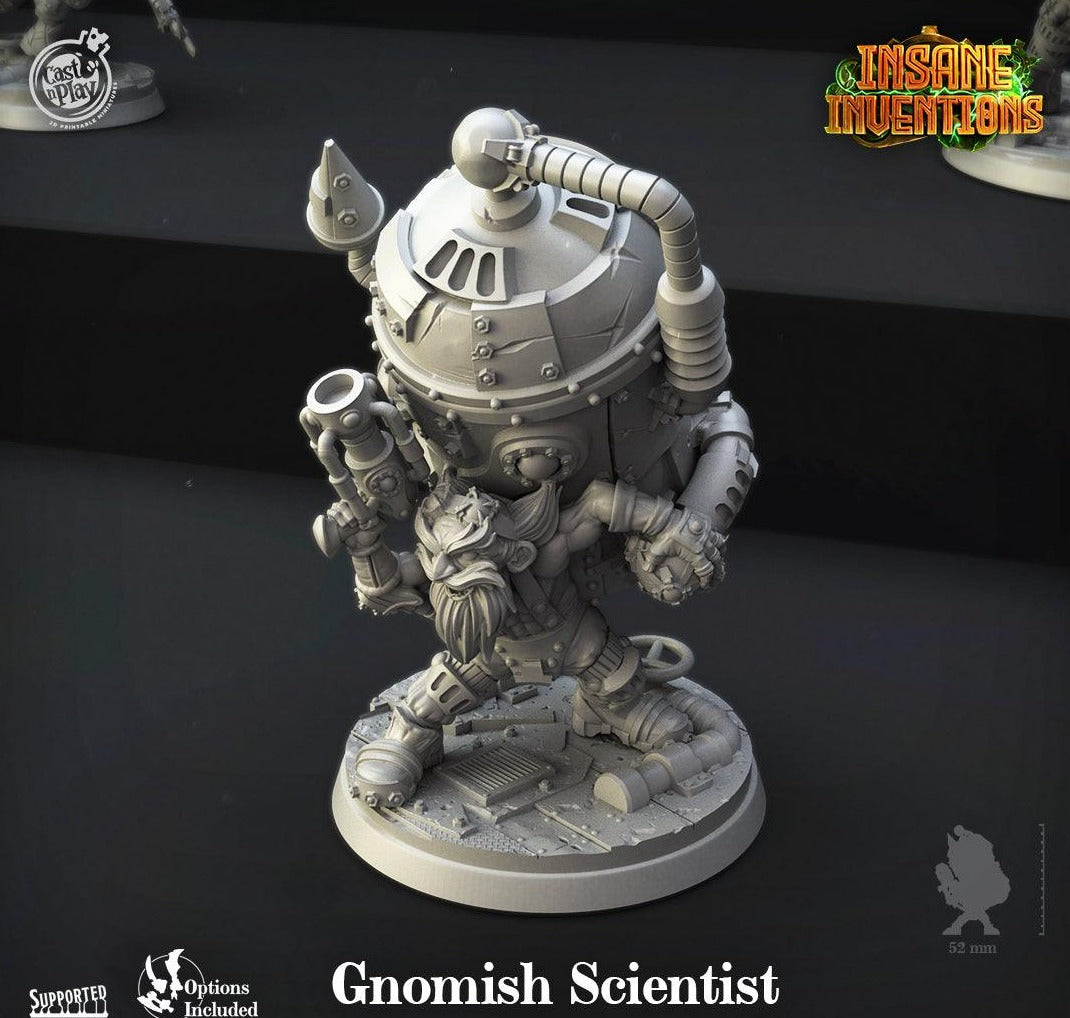 3D Printed Cast n Play Gnomish Scientist Insane Inventions 28mm 32mm D&D