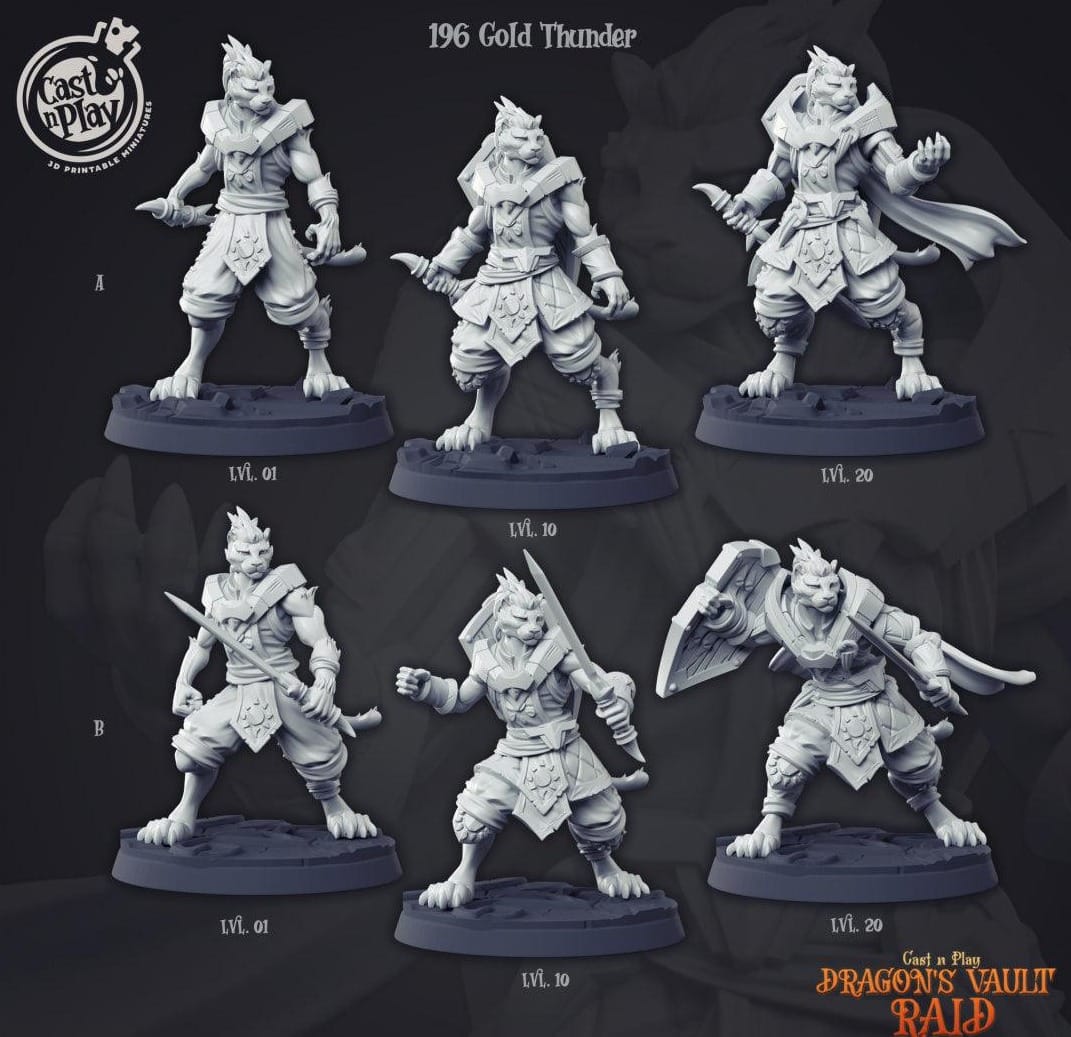 3D Printed Cast n Play Gold Thunder Dragon's Hoard 28mm 32mm D&D